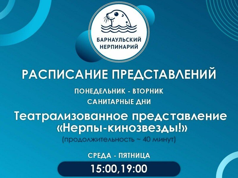 Прайс и расписание представлений в Нерпинарии